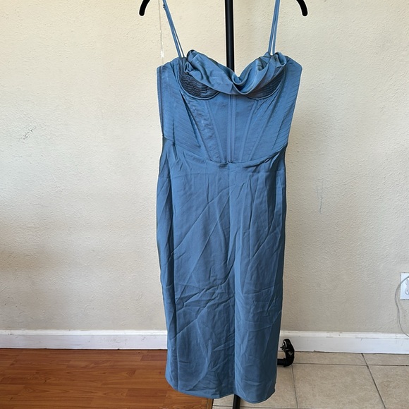House of CB Myrna Aegean Corset midi Dress in blue NWOT $269 size XL - Picture 9 of 14